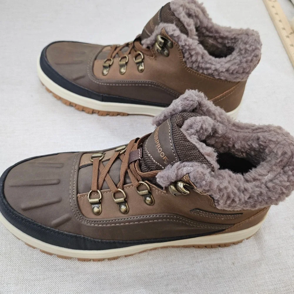 Weatherproof Slope Duck Boots Mens 8M Brown Faux Fur Lined Winter Snow Hiking